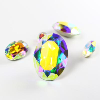 China Hot Point Back Gemstone K9 Crystal Oval Shaped Fancy Stone Rhinestone Color Glass ab Amazon Sale Clothing Bead For Jewelry Accessories for sale