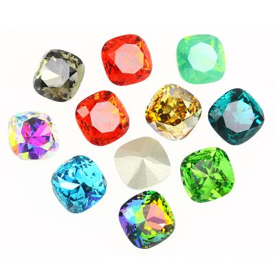 China Factory Price Pointback K9 Square Point Back Fancy Multicolor Glass Color Faux Stone AB Loose Stone Beads For Garment DIY Shoes for sale