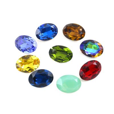 China Pointback factory price in oval shape fancy good quality stone point back glass rhinestones K9 Crystal Rhinestones for clothes shoes bags for sale