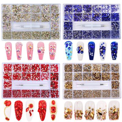 China Nail Supplies Beauty Nail Supplies Multicolor Rhinestone Set For Nail Art Flatback Crystals AB Mixed Shape Rhinestone For Nail Art Decoration for sale