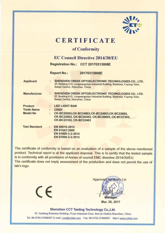 CE - Shenzhen Creek Optoelectronic Technologies Co., Ltd.