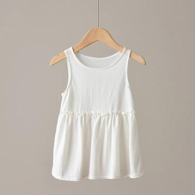 China Fashional Anti-Static Warm Solid Cotton Baby Kids Summer Sale Canvas Party Casual Clothes O-Neck Solid Color Dress Clothes for sale