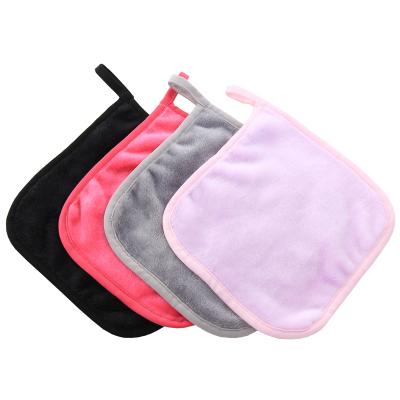 China Wholesale Cheap Custom Square Microfiber Face Cloth Makeup Remover Towel With Embroidery Logo for sale