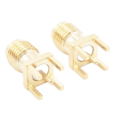 China Network & Wireless Communications & Detection& High Quality Gold Straight Waterproof Sma Connector 90 Degree SMA Female RF Bulkhead Coaxial Connector For DIP PCB for sale