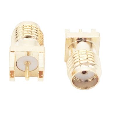 China Network & Wireless Communications & Detection& Measuring Instruments Custom Golden Straight Waterproof Connector 90 Degree Terminal 0.76mm Female Bulkhead RF Coaxial Connector For DIP PCB for sale