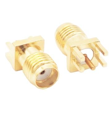 China Network & Wireless Communications & Detection& Special Hot Selling Golden Straight Waterproof Connector of Measuring Instruments 90 Degree Female Bulkhead RF Coaxial Connector for DIP PCB for sale