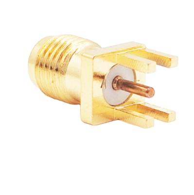 China Network & Wireless Communications & Detection& 2021 Hot Selling Golden Straight Waterproof Connector of Measuring Instruments 90 Degree Terminal 0.76mm Female Bulkhead RF Coaxial Connector for DIP PCB for sale