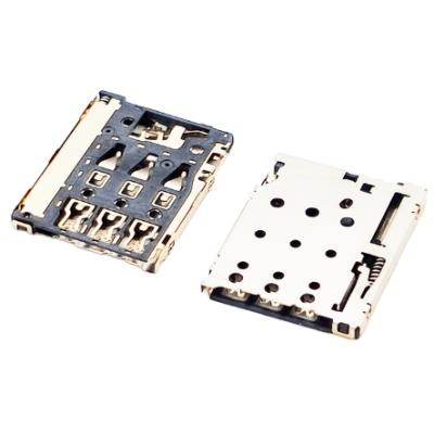 China audio & Visual Nano Sim Card Connector 6Pin H1.25mm With Detect Sim Card Socket Memory Sim Card Holder For Smart Equipment In Stock for sale