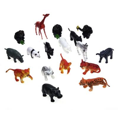 China Cute Amazon Hot Sale Plastic 17 Forest Animals Model Educational toys for children for sale