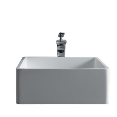 China Factory Easy Clean Supply Modern Bathroom Hotel Wall Hung Wash Basin Solid Surface for sale