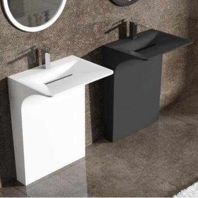 China Modern Compound Solid Surface Matt White Pedestal Wash Irregular Basin for sale