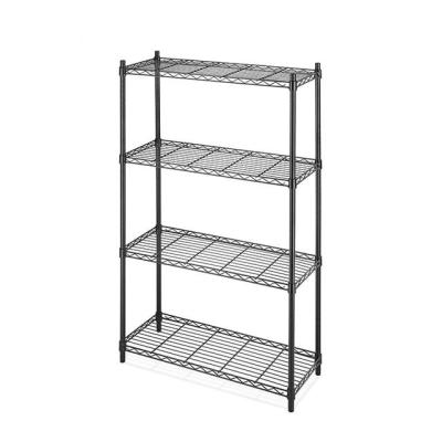 China Sustainable Kitchen Restaurant 4 Tiers Chrome And Powder Coated Metal Storage Wire Shelf / Adjustable Stainless Steel Storage Rack for sale