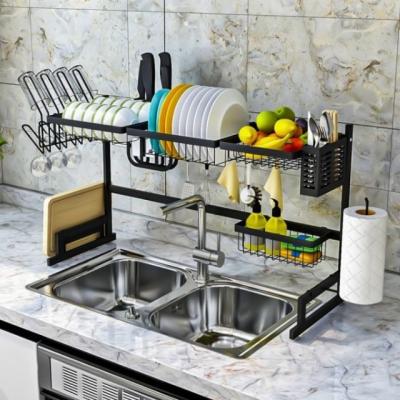 China Sustainable Hot Sale Modern Stainless Steel Kitchen Shelf Multifunctional Organizer Over Countertop Customized Size for sale