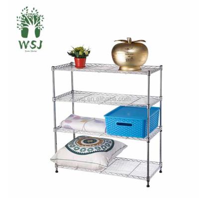 China Customized Wholesale High Quality Cheap Epoxy Coating Viable Size Chrome Plated 4 Tier Metal Wire Shelving for sale