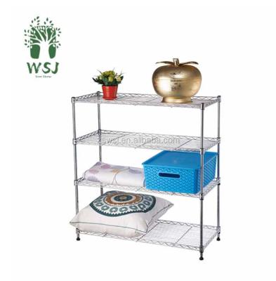 China Sustainable 4 Tiers Flat Kitchen Storage+Holders Wire Shelf Chrome 4 Layer Shelf Kitchen Hanger Drying Rack for sale