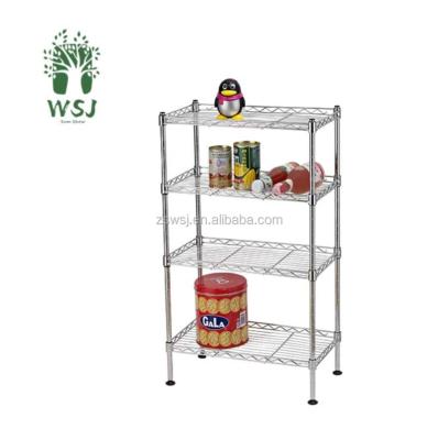 China Restaurant Living Kitchen Adjustable Stainless Steel Storage Rack / Black Movable Metal Wire Display Rack Shelf 4 Layers Shelving for sale