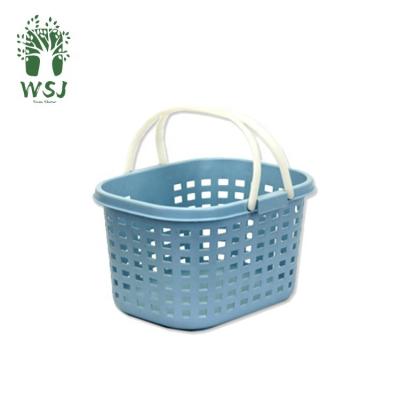 China Sustainable Eco-Friendly Material 25L Small Plastic Hand Carry Handle Plastic Shopping Baskets With Handles Wholesale for sale