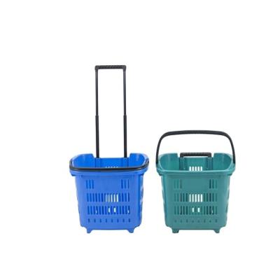 China Sustainable Manufacturer Grocery Goods Food Plastic Shopping Basket Storage With Hand For Supermarket Hot Sales Products for sale