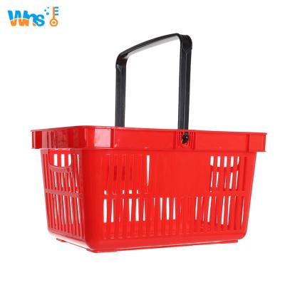 China Modern Supermarket Foldable Plastic Shopping Basket With Two Handles for sale