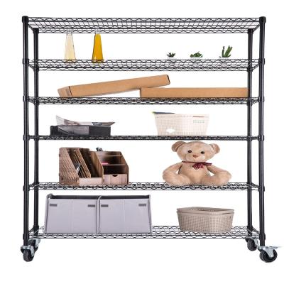 China Sustainable Wire Shelving NSF High Layers 6 Tier Black Wire Shelving Modern Large Bearing 1070*600*2500mm Rack WSJ-A1060H for sale