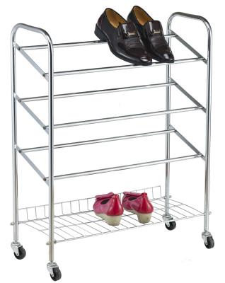 China Wholesale Crabon Viable Steel Wire Mesh Shoe Rack Small Three Or Four Tier Metal Wire Display W for sale