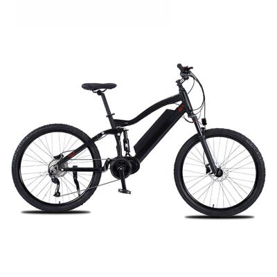 China 48v350w bicycle mtb 27.5 inch aluminium alloy full suspension mid drive electric bike Te koop