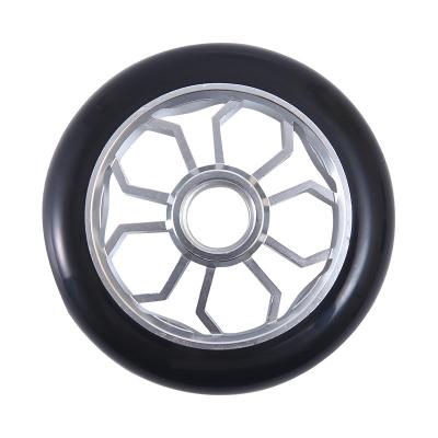 China High Rebound PU Wheels Professional Manufacture Scooter Stunt Accessories Wheels 100mm 110mm 120mm Freestyle Alloy Hollow Wheels for sale