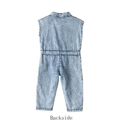 China Girl's Summer New Casual Short Medium Sleeve Small Children's Thin Jean Clothing Jumpsuits for sale