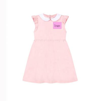 China Wholesale Price New Style Summer Custom Breathable Kids Solid Color Doll Collar Casual Dress For Daily Wear Girl Dress for sale