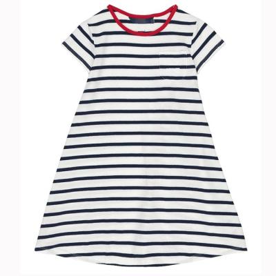 China Breathable New Pattern Summer Long Style Striped Long Sleeve Polo Dress Toddler Girl Tank Top Babies Dresses for sale