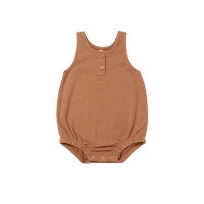 China Comfortable Breathable Knit Girls Henry Collar Sleeveless Baby Romper Cotton Toddler Boys for sale