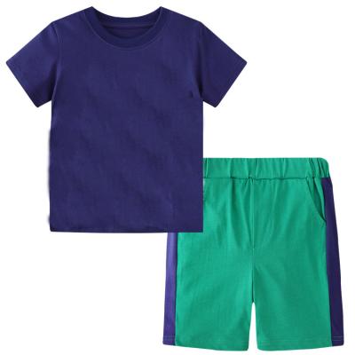 China Breathable Boys Shorts Sets Summer Shorts Sleeve Knitted Cotton Clothing Boys Girls Outfits 2 Piece Kids Clothing Sets for sale