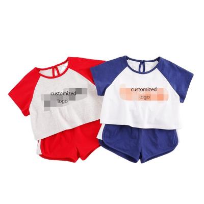 China Factory 2022 Breathable Wholesale Custom Kids T-shirt+Shorts Clothing Set Kids Summer Clothing Sets Casual Round Collar Clothing Suit for sale