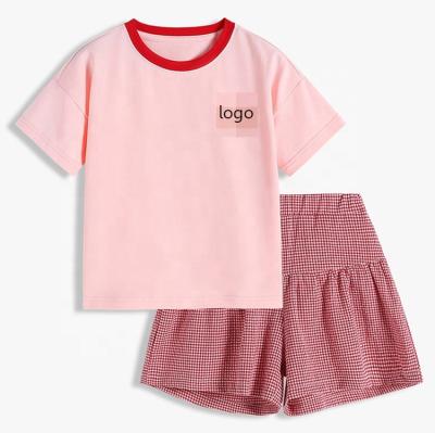 China 2022 Factory Wholesale Fashion Kids Breathable 2 Pieces Clothing Sets Custom Kids Summer Clothing Sets Casual Round Collar Clothing Suit for sale