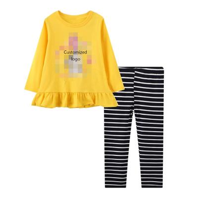 China OEM Factory New Style Breathable High Quality Round Neck Kids Long Sleeve Pajamas Fashion Style Kids 2 Pieces Clothing Set for sale