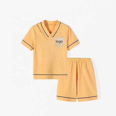 China Wholesale Factory New Style Summer Baby Boy Simple Girls Breathable 2022 Knit Cotton Solid Color Pajamas Set for sale