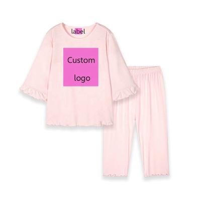 China Wholesale Price 2022New Style Breathable Factory Summer Kids Pajamas Suit Single Breath Sleeve Babies Knit Cotton Solid Color Pajamas Set for sale