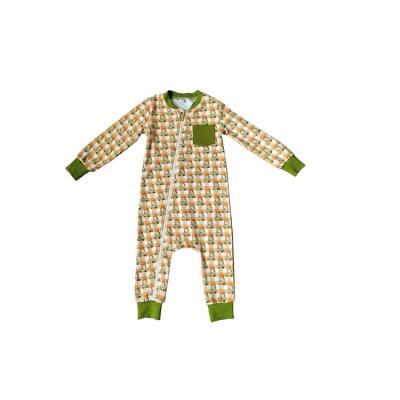 China Autumn Winter Baby Unisex Organic Cotton Long Sleeve Baby Romper Affordable Zipper Romper for sale