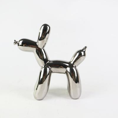 China New Europe Style The Balloon Dog Plated Ceramic Porcelain Home Decoration And Enamel Figurine Customized Dog Decor for sale