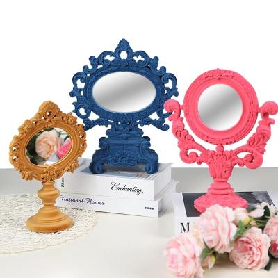 China Europe Redeco Good Selling Resin Mirror Desktop Makeup Mirror Resin Frame Flocking Mirror for sale