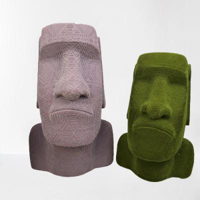 China Europe Flocking Easter Island Figure Resin Easter Decoration Flocking Statues for sale