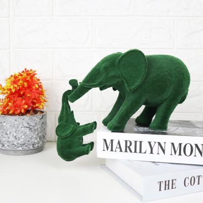 China China Green Flocked Elephant Resin Decor Product for sale