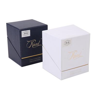 China Recycled Materials Custom Luxury Perfume Bronzing Flip Cover Rigid Candle Packaging Boxes Scented Candles Gift With Insert for sale