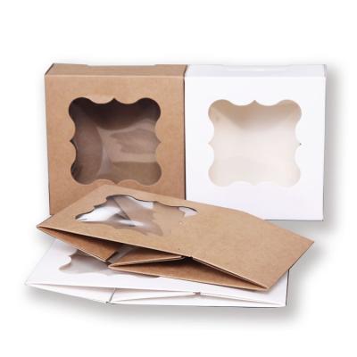 China Custom Foldable Paper Cake Box Recycled Materials China Factory Cardboard Packaging Graze Boxes For Baked Food With Clear PVC Window for sale