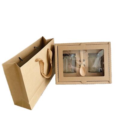 China Factory Wholesale OEM Recyclable Cardboard Corrugated Packaging Box Rigid Jam Wrapping Paper Gift Boxes With Clear Window for sale