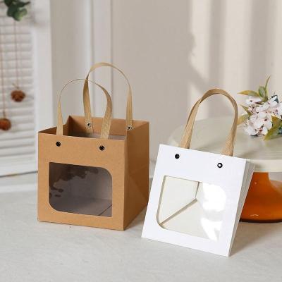 China Factory direct packaging handmade paper bag portable color printing take away cake box with handle for sale