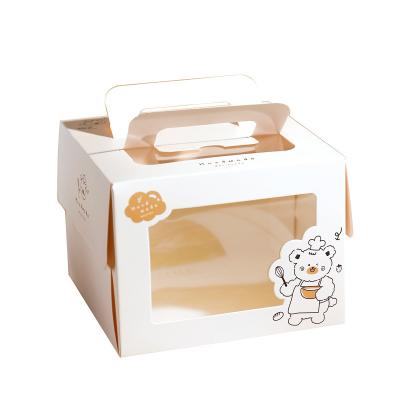 China Recycled Materials 4 Inch Cake Card Window White Cake Packing Box Portable Birthday Cake Box Cartoon Foam Box for sale