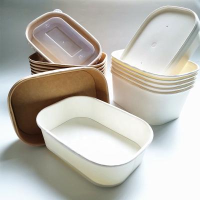 China Disposable Food Packaging Square Shape Paper Bowl Disposable Lunch Box Take Out Packaging Paper Box Disposable Paper Bowl for sale