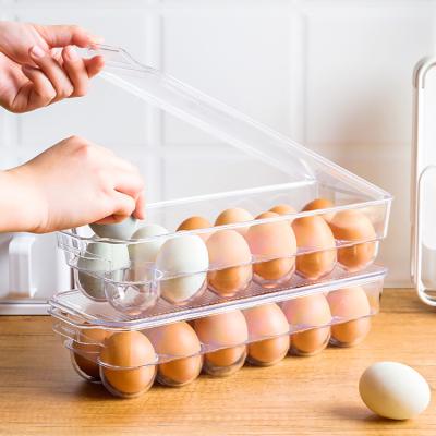 China Organizer Stocked 12 Grids Egg Containers PET Transparent Kitchen Refrigerator Plastic Kitchen Storage Containers for sale