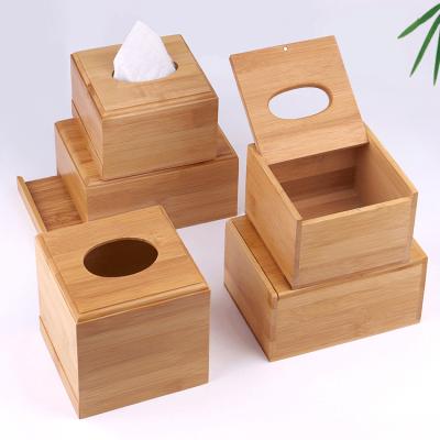 China New Design High Quality Tissue Box Lid Cover Facial Tissue Box Holder Bamboo Napkin Case Storage Box for sale